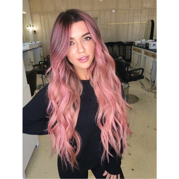 24” ROSE GOLD Ombre Pink Middle Part Lace WigNEW